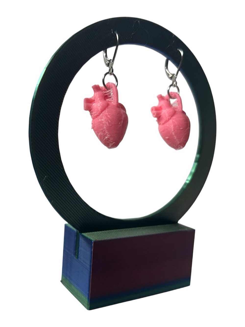 Anatomical Heart Dangle Earrings - Pink